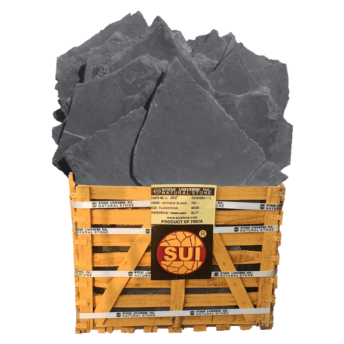 Antique Black Flagstone — bulk natural stone available at Behrens Landscape Material & Supply in Deer Park, IL