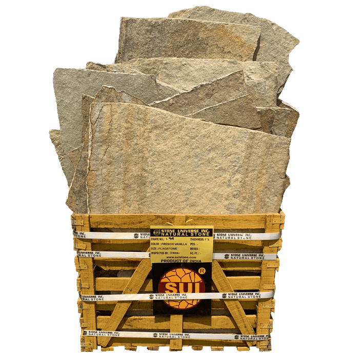 French Vanilla Flagstone — bulk natural stone available at Behrens Landscape Material & Supply in Deer Park, IL