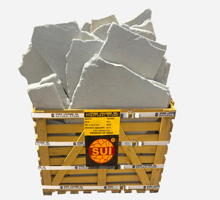 Antique Arctic White Flagstone — bulk natural stone at Behrens Landscape Material & Supply, Deer Park IL