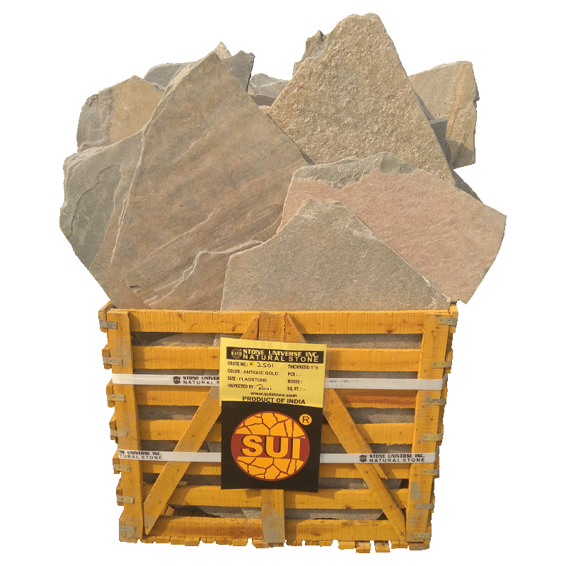 Antique Gold Flagstone — bulk natural stone at Behrens Landscape Material & Supply, Deer Park IL