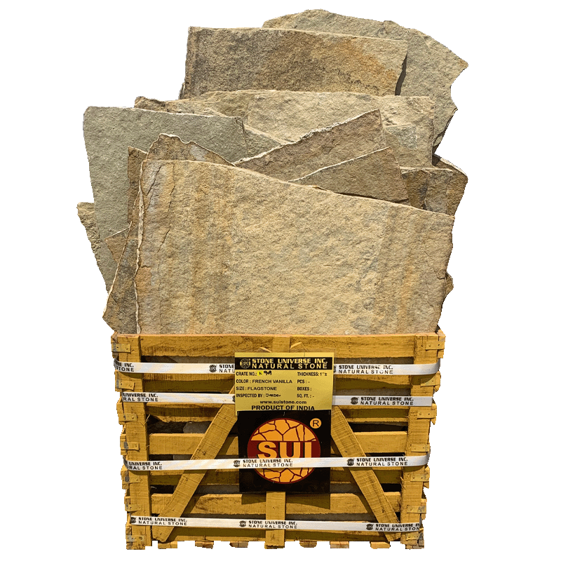 French Vanilla Flagstone — bulk natural stone at Behrens Landscape Material & Supply, Deer Park IL