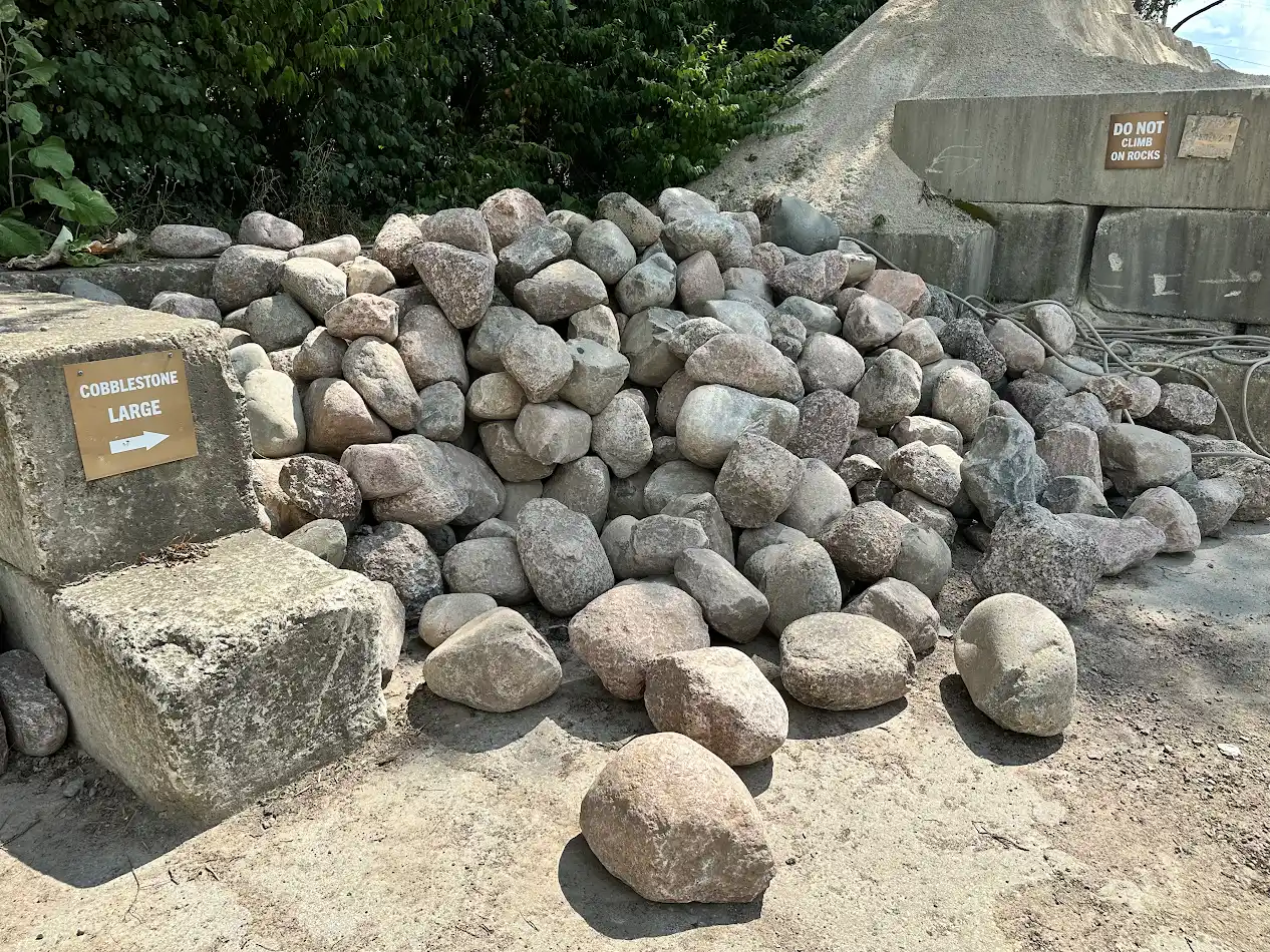 Cobblestone (ton) — bulk stone & gravel at Behrens Landscape Material & Supply, Deer Park IL
