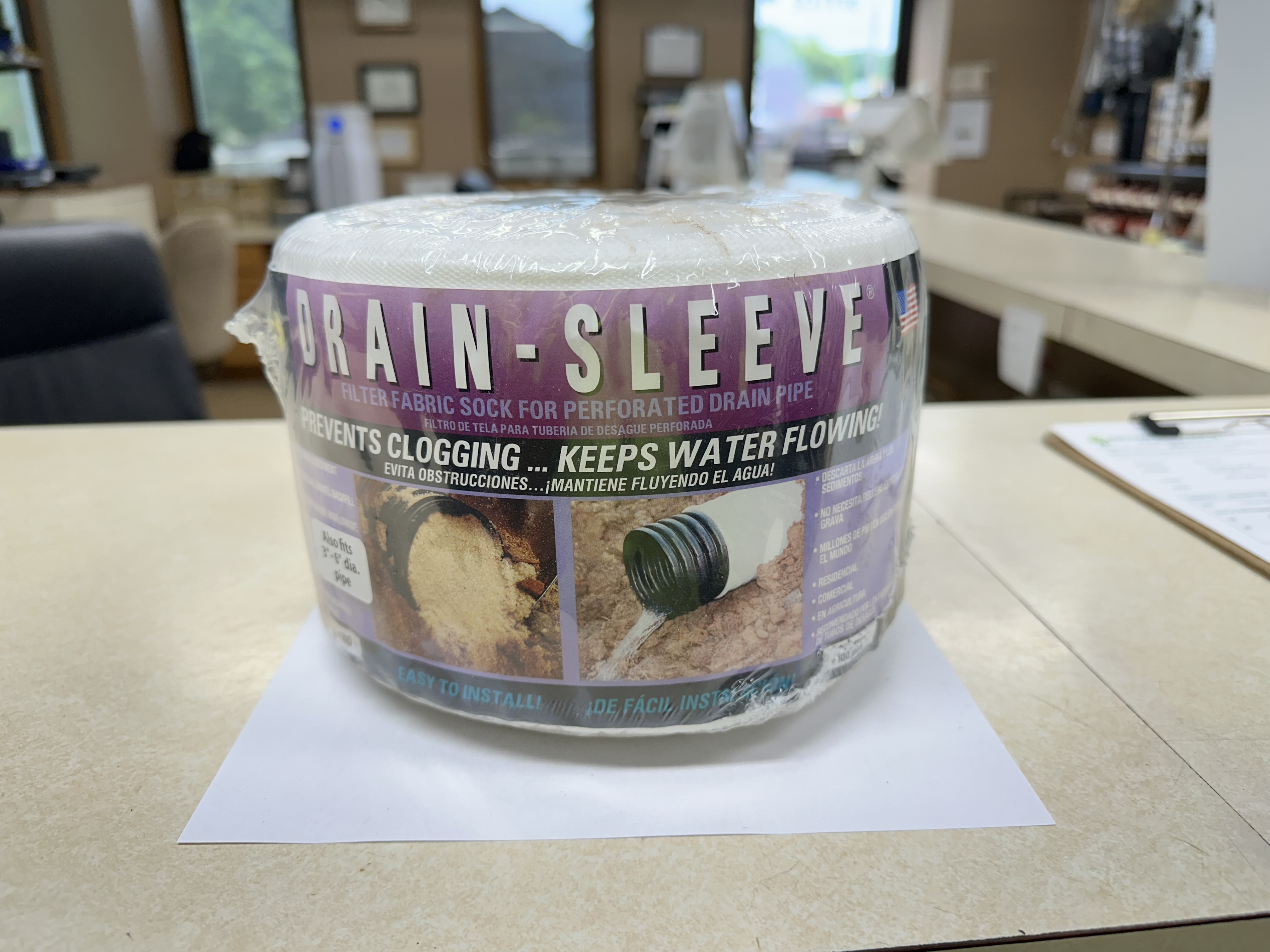 4" Drain Sock 100' — bulk tools at Behrens Landscape Material & Supply, Deer Park IL